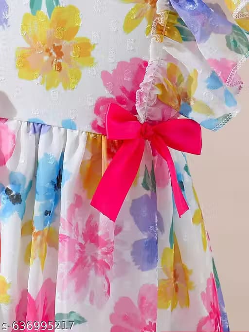 Baby Girls Floral Printed Frock Dress – Multicolor | Lightweight, Stylish & Comfortable Party Wear