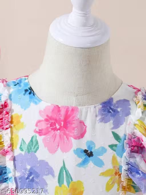 Baby Girls Floral Printed Frock Dress – Multicolor | Lightweight, Stylish & Comfortable Party Wear